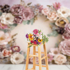 Lofaris Light Purple Beige Paper Floral Wreath Photo Backdrop