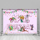 Lofaris Light Purple Colorful Flags April Fools Day Backdrop