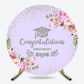 Lofaris Light Purple Floral Round Congrats Grad Backdrop