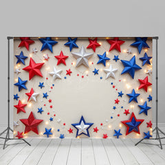 Lofaris Light Red Blue White Stars Independence Day Backdrop