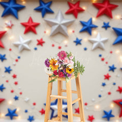 Lofaris Light Red Blue White Stars Independence Day Backdrop