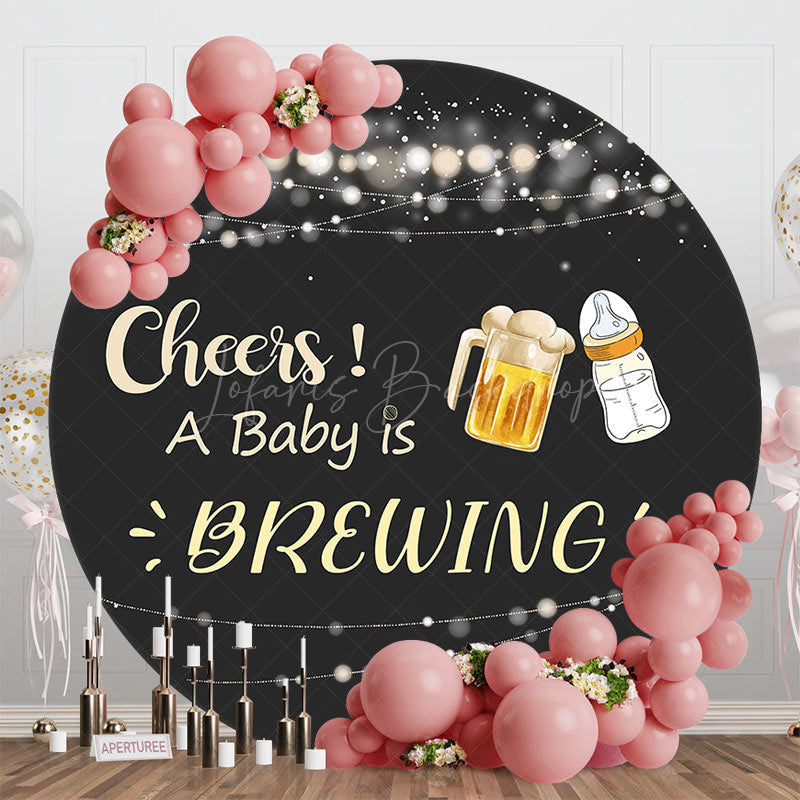 Lofaris Light Strip Cheers A Baby Is Brewing Round Backdrop