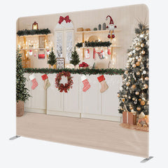 Lofaris Light Tree Christmas Kitchen Tension Fabric Backdrop