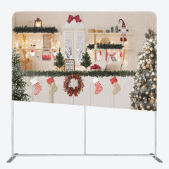 Lofaris Light Tree Christmas Kitchen Tension Fabric Backdrop