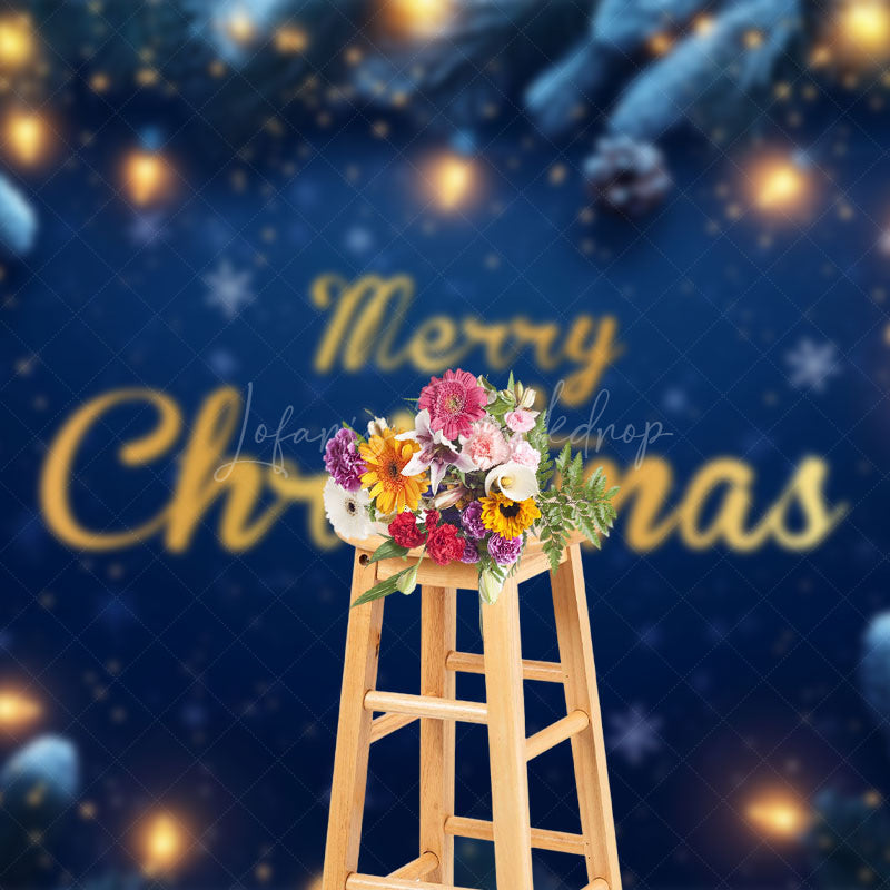 Lofaris Light Twinkling Snowy Night Merry Christmas Backdrop