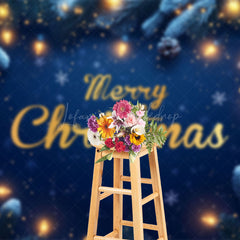 Lofaris Light Twinkling Snowy Night Merry Christmas Backdrop