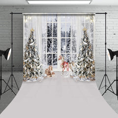 Lofaris Light White Window Forest Horse Christmas Backdrop