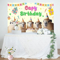 Lofaris Light Yellow Ribbon Cake Capy Birthday Party Backdrop