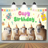 Lofaris Light Yellow Ribbon Cake Capy Birthday Party Backdrop