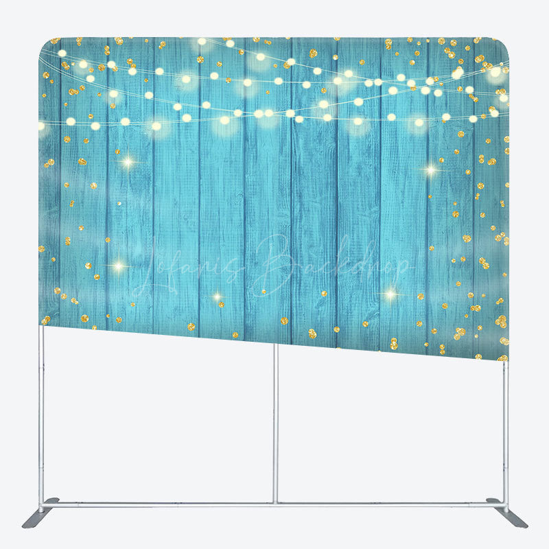 Lofaris Lighted Blue Wooden Dance Party Pillow Case Backdrop