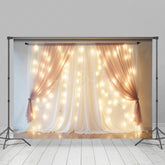 Lofaris Lighted Blush Fairy Tulle Wedding Photo Backdrop