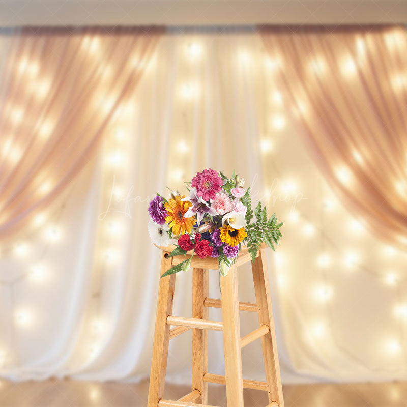 Lofaris Lighted Blush Fairy Tulle Wedding Photo Backdrop