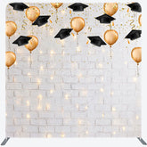 Lofaris Lighted Brick Wall Balloons Grad Pillow Case Backdrop