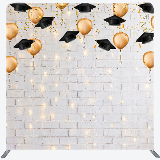 Lofaris Lighted Brick Wall Balloons Grad Pillow Case Backdrop