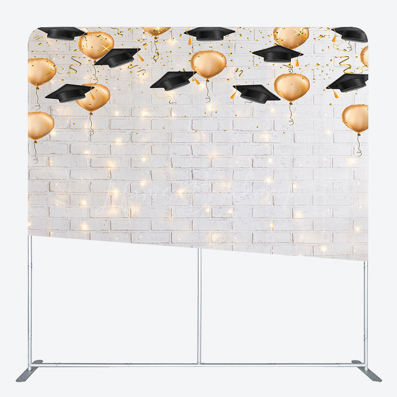 Lofaris Lighted Brick Wall Balloons Grad Pillow Case Backdrop