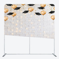 Lofaris Lighted Brick Wall Balloons Grad Pillow Case Backdrop