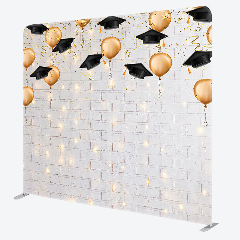 Lofaris Lighted Brick Wall Balloons Grad Pillow Case Backdrop