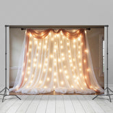Lofaris Lighted Champagne Fairy Tulle Wedding Photo Backdrop