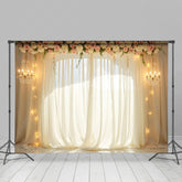 Lofaris Lighted Classy Floral Tulle Romantic Wedding Backdrop