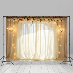 Lofaris Lighted Classy Floral Tulle Romantic Wedding Backdrop