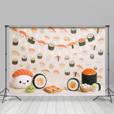 Lofaris Lighted Cute Sushi Wall Birthday Cake Smash Backdrop