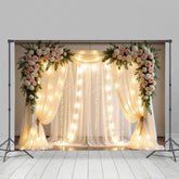Lofaris Lighted Dreamy Floral Fairy Tulle Wedding Backdrop
