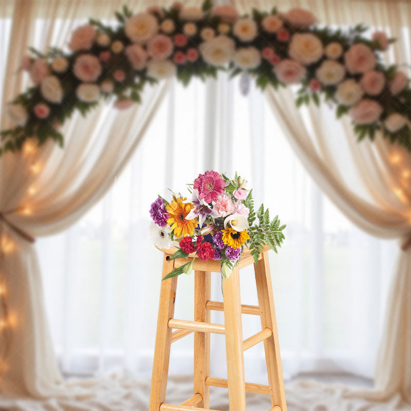 Lofaris Lighted Fairy Tulle Arch Romantic Wedding Backdrop