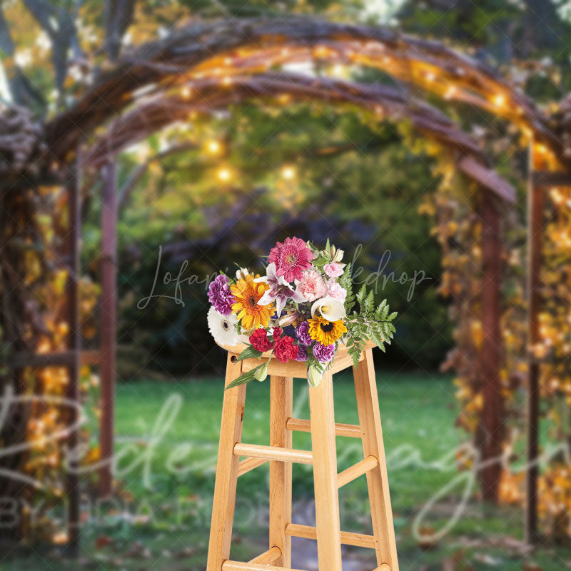 Lofaris Lighted Floral Arch Grassland Summer Photo Backdrop