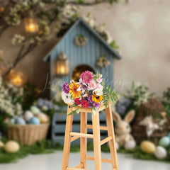 Lofaris Lighted Floral Vine Cabin Eggs Bunny Easter Backdrop