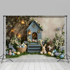 Lofaris Lighted Floral Vine Cabin Eggs Bunny Easter Backdrop
