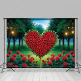 Lofaris Lighted Forest Heart Red Rose Valentines Day Backdrop