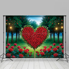 Lofaris Lighted Forest Heart Red Rose Valentines Day Backdrop
