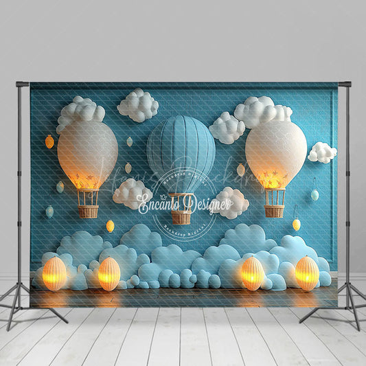 Lofaris Lighted Hot Air Balloon Cloud Cake Smash Backdrop