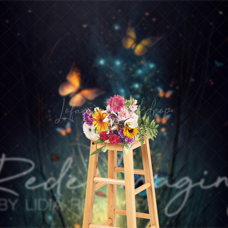Lofaris Lighted Mystical Butterflies Fine Art Photo Backdrop