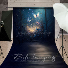 Lofaris Lighted Mystical Butterflies Fine Art Sweep Backdrop