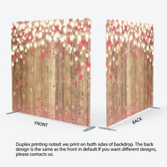 Lofaris Lighted Pink Heart Bokeh Wood Pillow Cover Backdrop