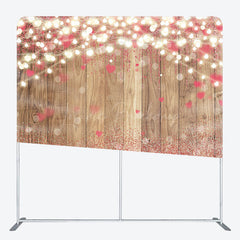 Lofaris Lighted Pink Heart Bokeh Wood Pillow Cover Backdrop