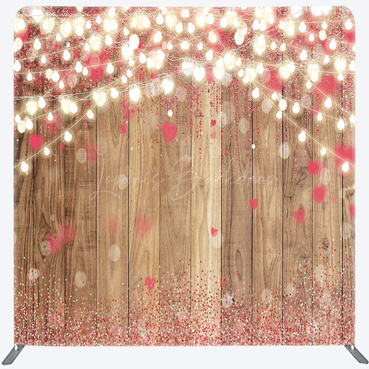 Lofaris Lighted Pink Heart Bokeh Wood Pillow Cover Backdrop