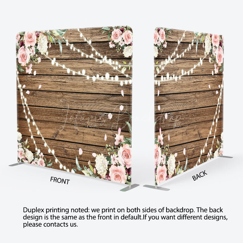 Lofaris Lighted Pink Rose Wooden Wedding Pillow Case Backdrop