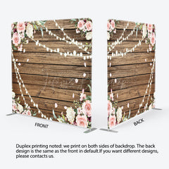 Lofaris Lighted Pink Rose Wooden Wedding Pillow Case Backdrop