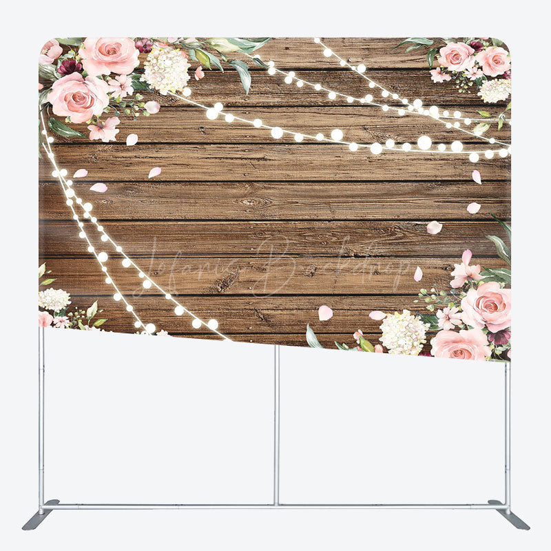 Lofaris Lighted Pink Rose Wooden Wedding Pillow Case Backdrop