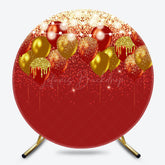 Lofaris Lighted Red Gold Balloon Glitter Round Party Backdrop