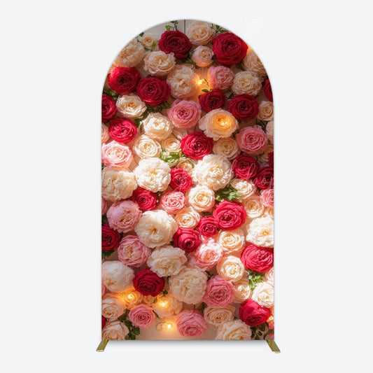 Lofaris Lighted Romantic Colorful Rose Birthday Arch Backdrop