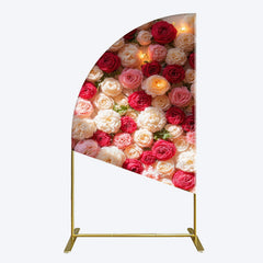 Lofaris Lighted Romantic Colorful Rose Birthday Half Moon Arch Backdrop