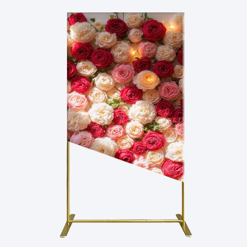 Lofaris Lighted Romantic Colorful Rose Birthday Rectangle Backdrop