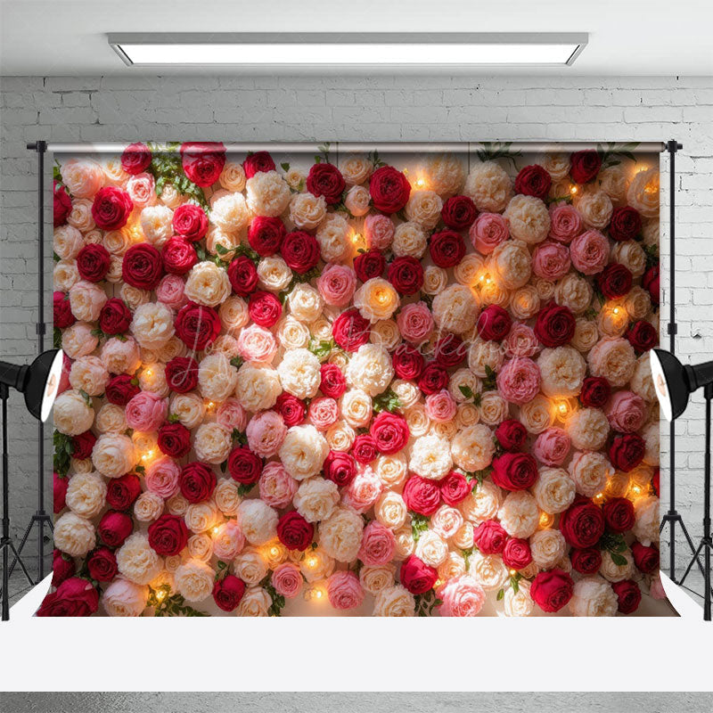 Lofaris Lighted Romantic Floral Wall Wedding Photo Backdrop