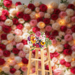 Lofaris Lighted Romantic Floral Wall Wedding Photo Backdrop