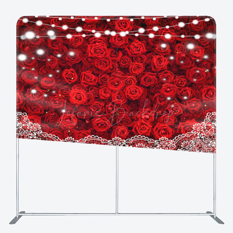 Lofaris Lighted Romantic Red Rose Lace Pillow Case Backdrop