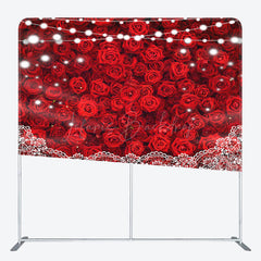 Lofaris Lighted Romantic Red Rose Lace Pillow Case Backdrop