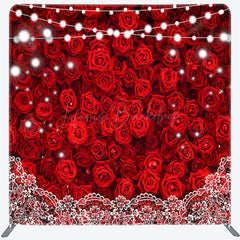Lofaris Lighted Romantic Red Rose Lace Pillow Case Backdrop